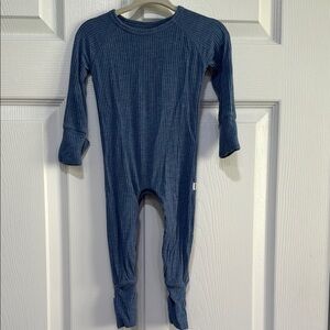 Little Sleepies Navy Ribbed Crescent Zippy